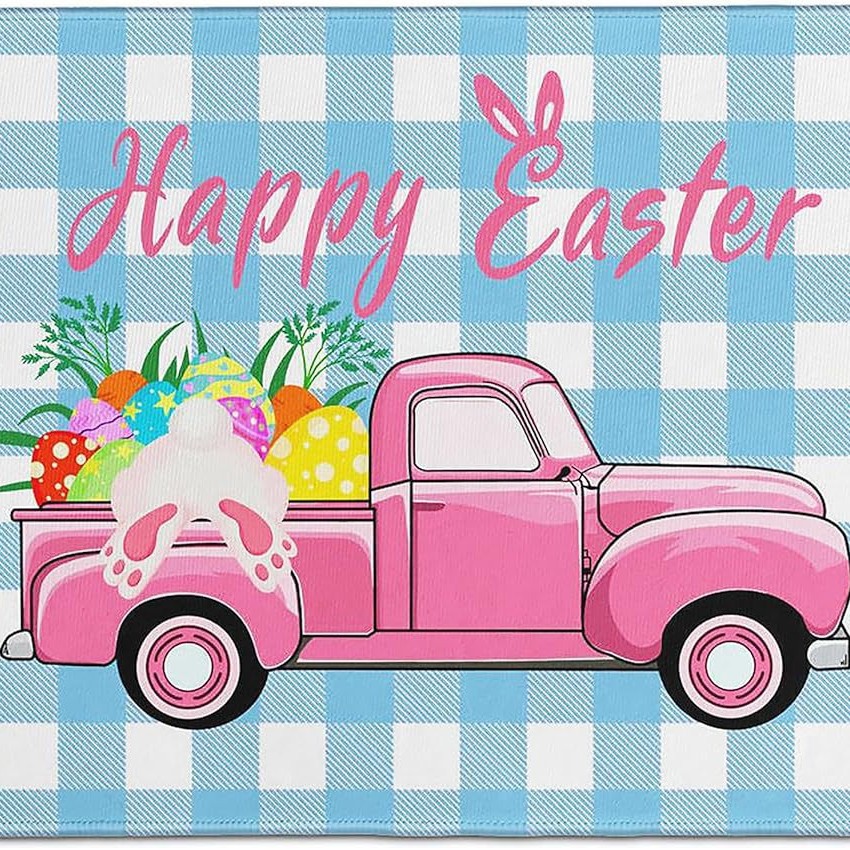 Transfronterizo de Amazon conejo de Pascua alfombra de piso decorativa Flor de camión alfombra de puerta de interior y exterior alfombra de pie de pasillo al por mayor