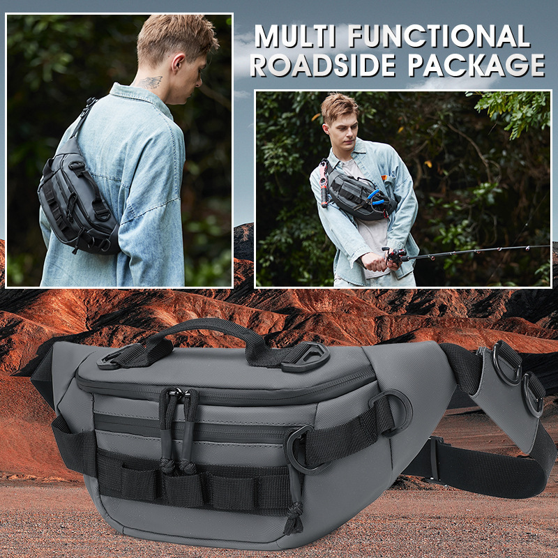 Fashion Waist Bag Men's New Multi-Functional Fishing Lure Bag Lightweight Shoulder Crossbody Bag Outdoor Sports Mobile Phone Bag