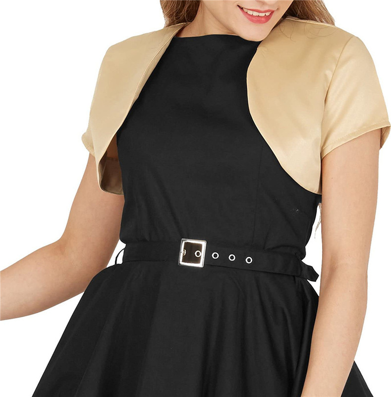 2022 European and American vest bridal satin coat jacket long sleeve round neck black silver champagne matching dress