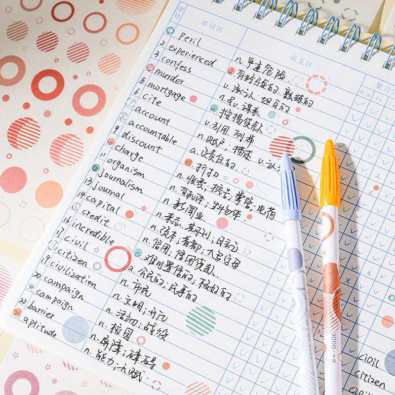 Diario de brote redondo divertido y pegatinas de papel diy diario de mano pegatinas decorativas retro transfronterizas marca pegatinas de círculo pequeño