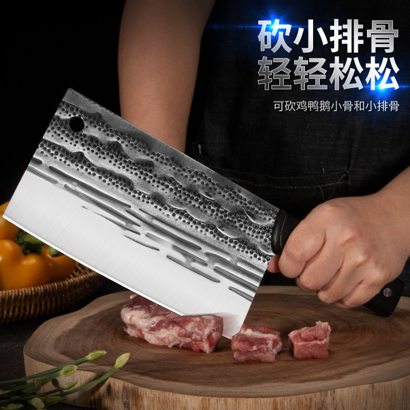 手作りの鍛打家庭用の厚い料理人の刃物は肉を切って江湖の包丁を切って鋭く切って両用の刃物の卸売りをします。|undefined