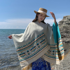 新型民族風流蘇百合ファッションストール快適保温マフラー通気外にマント旅行のマント