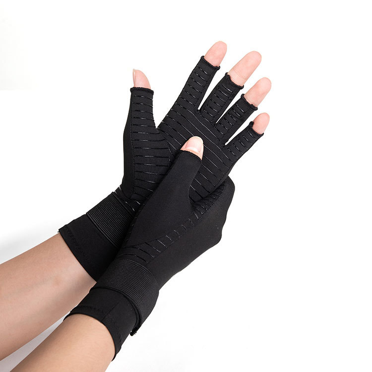 Amazon fibra de cobre presión guantes sin dedos Correa medio dedo deportes fitness ciclismo antideslizante guantes de montar al por mayor