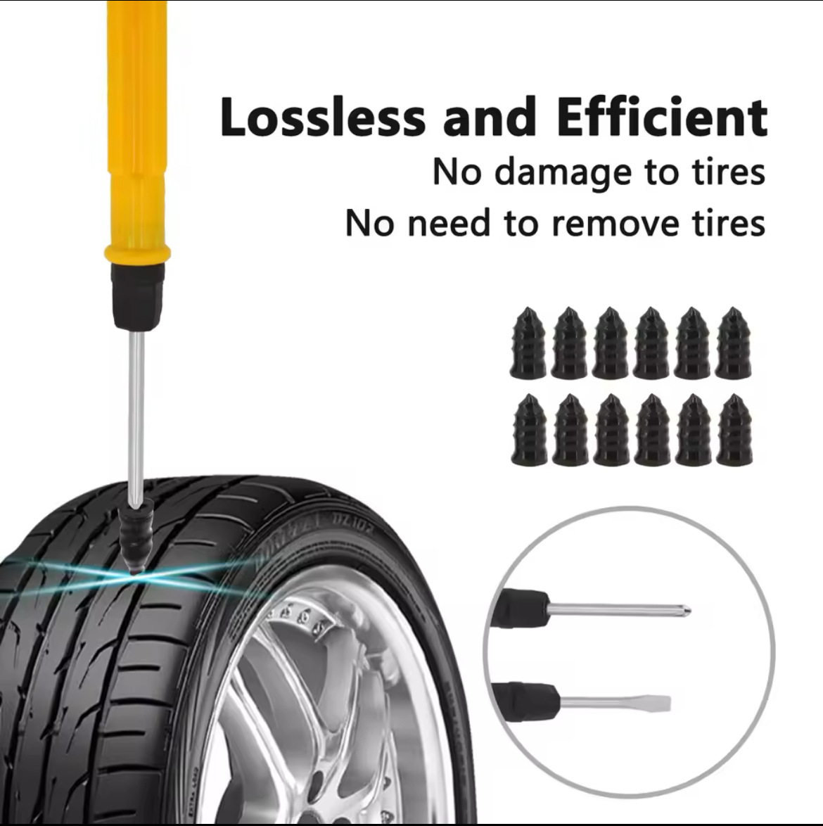 95-Piece Motorcycle and Electric Vehicle Vacuum Tire Repair Tool Kit, Quick Emergency Tire Repair Strips and Film, Special for Tires