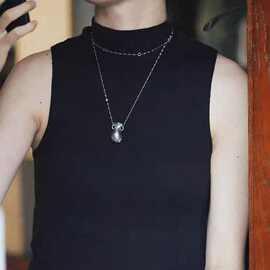 韩系冷淡风小花瓶项链轻奢小众设计高级感吊坠时尚百搭气质毛衣链