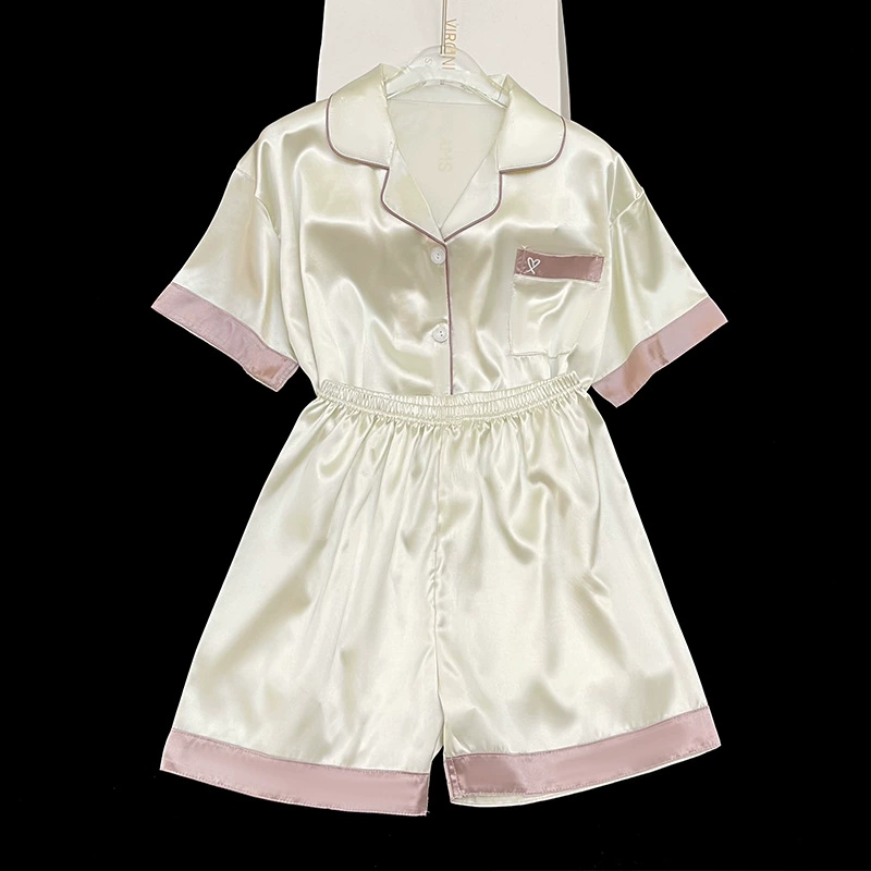 Silk Summer Pajama Set, Thin Cardigan & Shorts, Lightweight Sleepwear, Multiple Colors