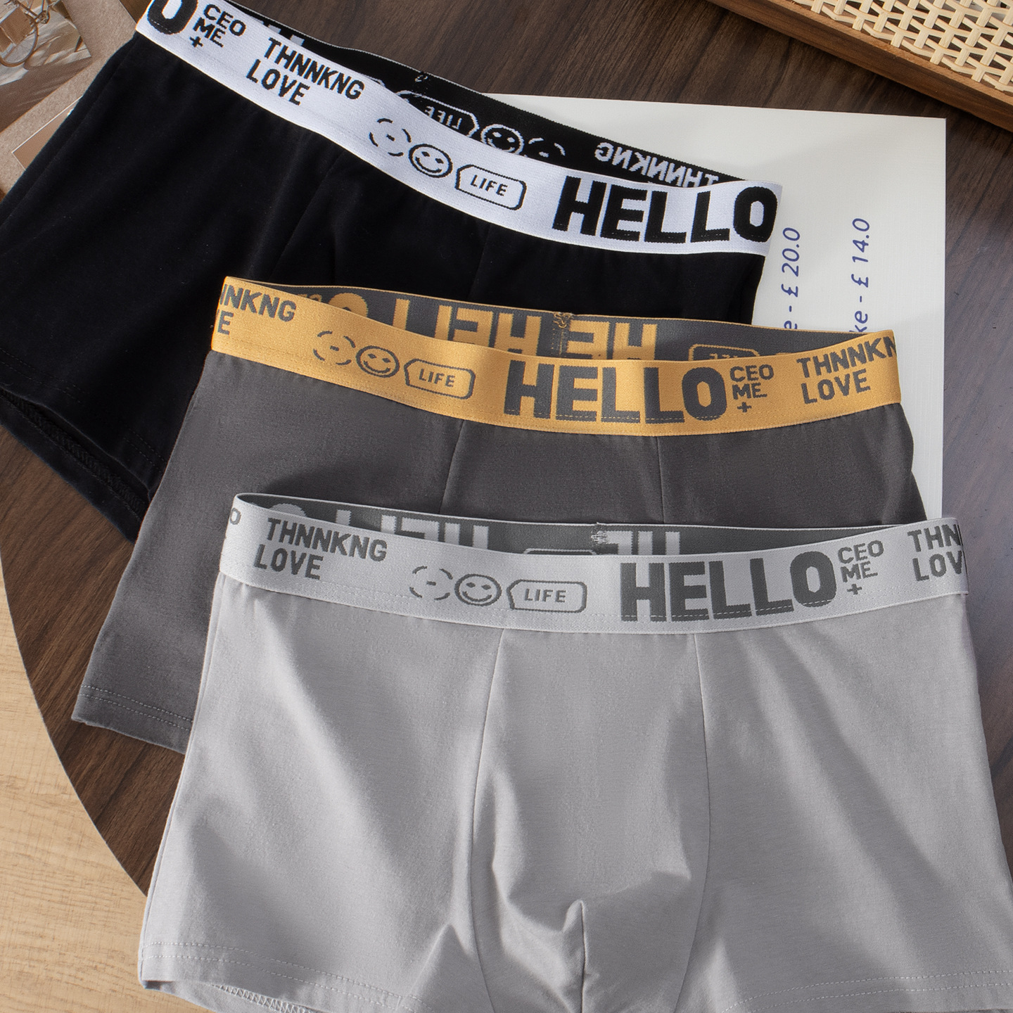 HELLO cinturón hombre algodón grafeno antibacteriano entrepierna algodón sensación de cintura media transpirable ropa interior de moda cómoda