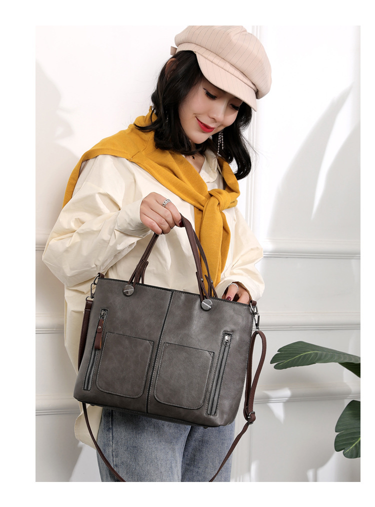Double Pocket Large Capacity 2023 Popular New Fashion Shoulder Women's Tote Simplified Diagonal Straddle Bag_voghion.com