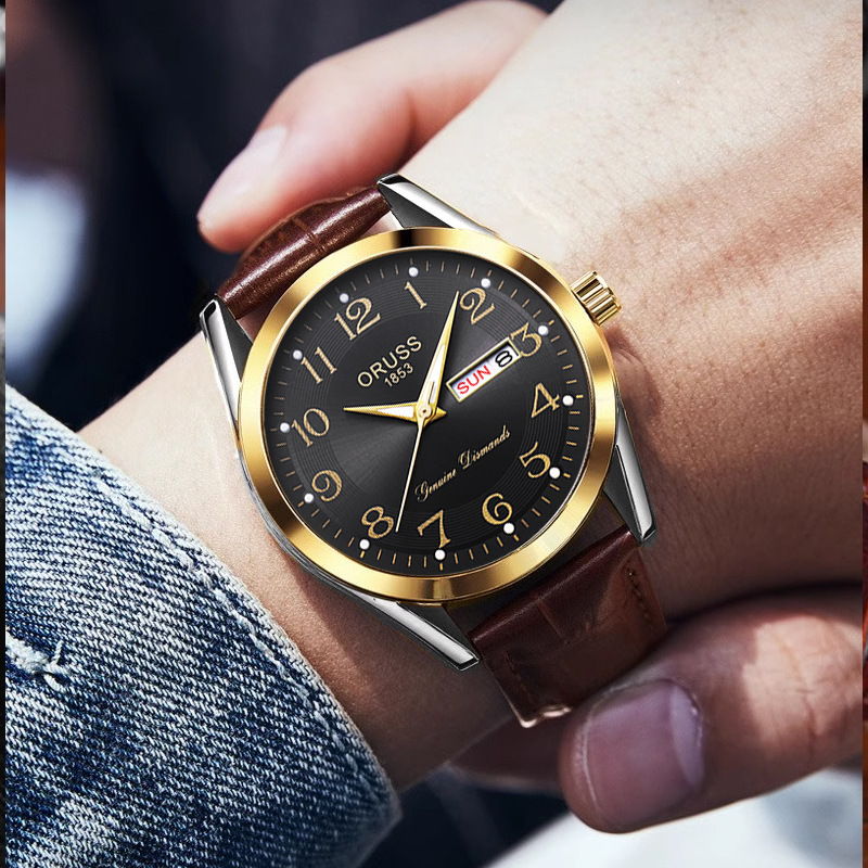 Đồng hồ đeo tay nam hợp thời trang chống nước mới nguyên bản, đồng hồ đeo tay nam dạ quang, lịch thời trang, đồng hồ trung niên và người cao tuổi, bán hàng trực tiếp tại nhà máy