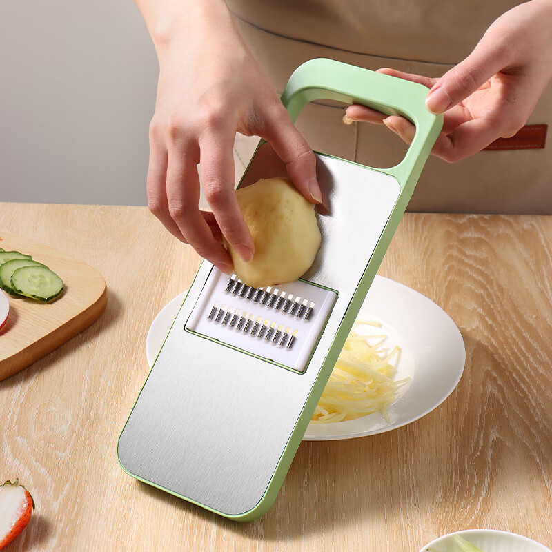 野菜カッター、おろし金、千切り器、キッチン用ポテト千切り機、千切りツール、五枚刃+手保護具|undefined
