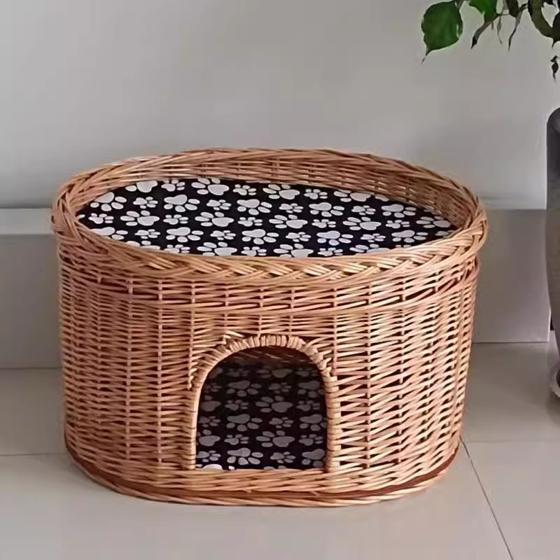 Guarida de ratán para gatos VIP Teddy perrera de mimbre para perros pequeños