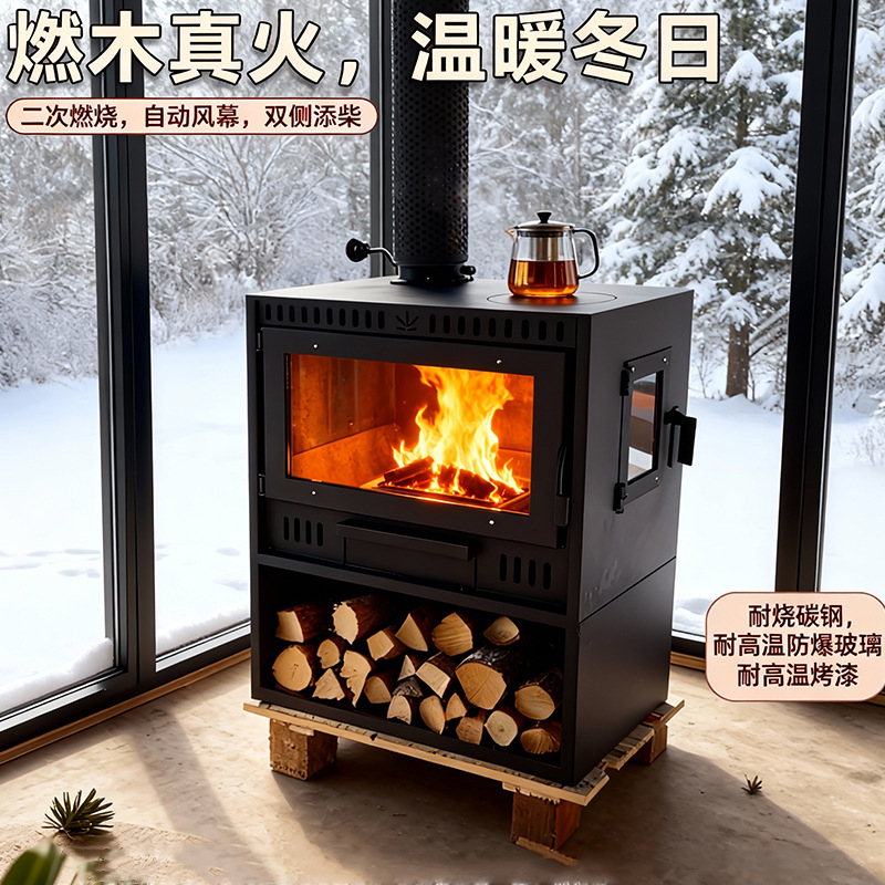 真火壁炉燃木木柴柴火取暖炉民宿取暖别墅家用室内农村装饰欧式