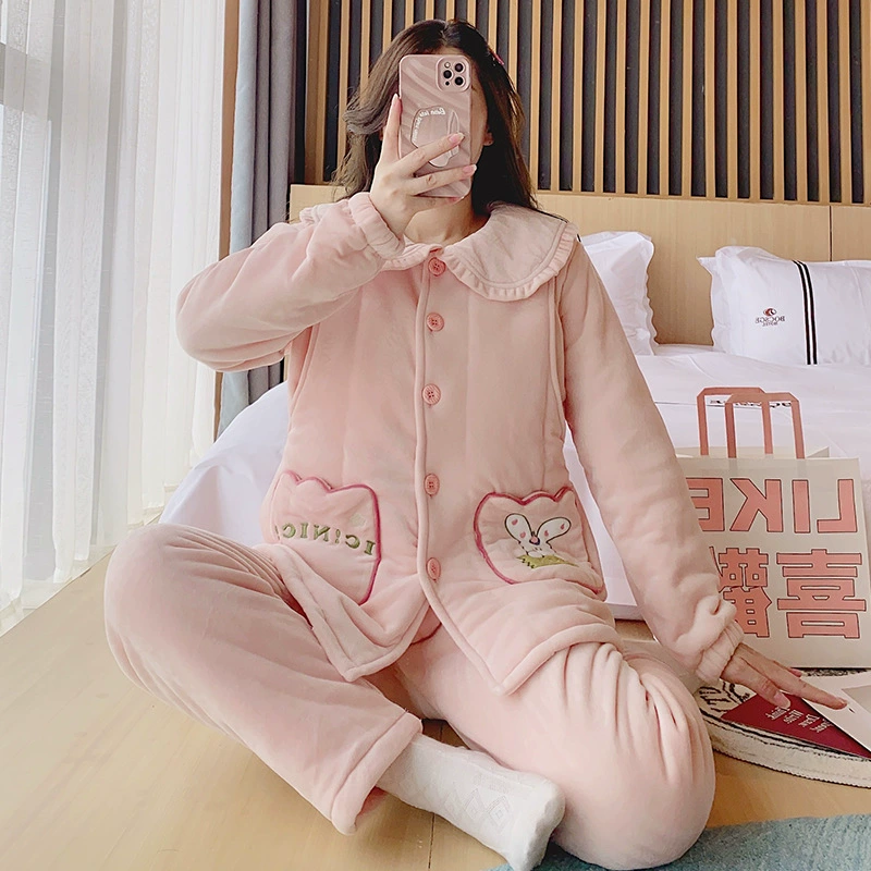 Детский бархат утолщен бархат теплая материя одежда мягкий клейкий восковой костюм для кормления кардиган из двух частей