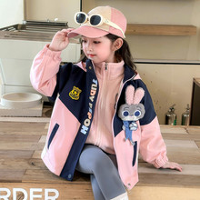 女孩外贸春秋秋冬学生女童套装冲锋衣ol外套上衣童装洋气加绒