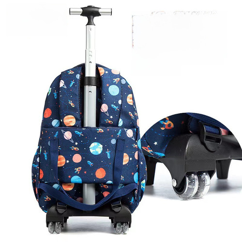 New Korean-style pull-along backpack set for 2-6 grade students, 16-inch, 3-piece set, lightweight, breathable children's double shoulder backpack