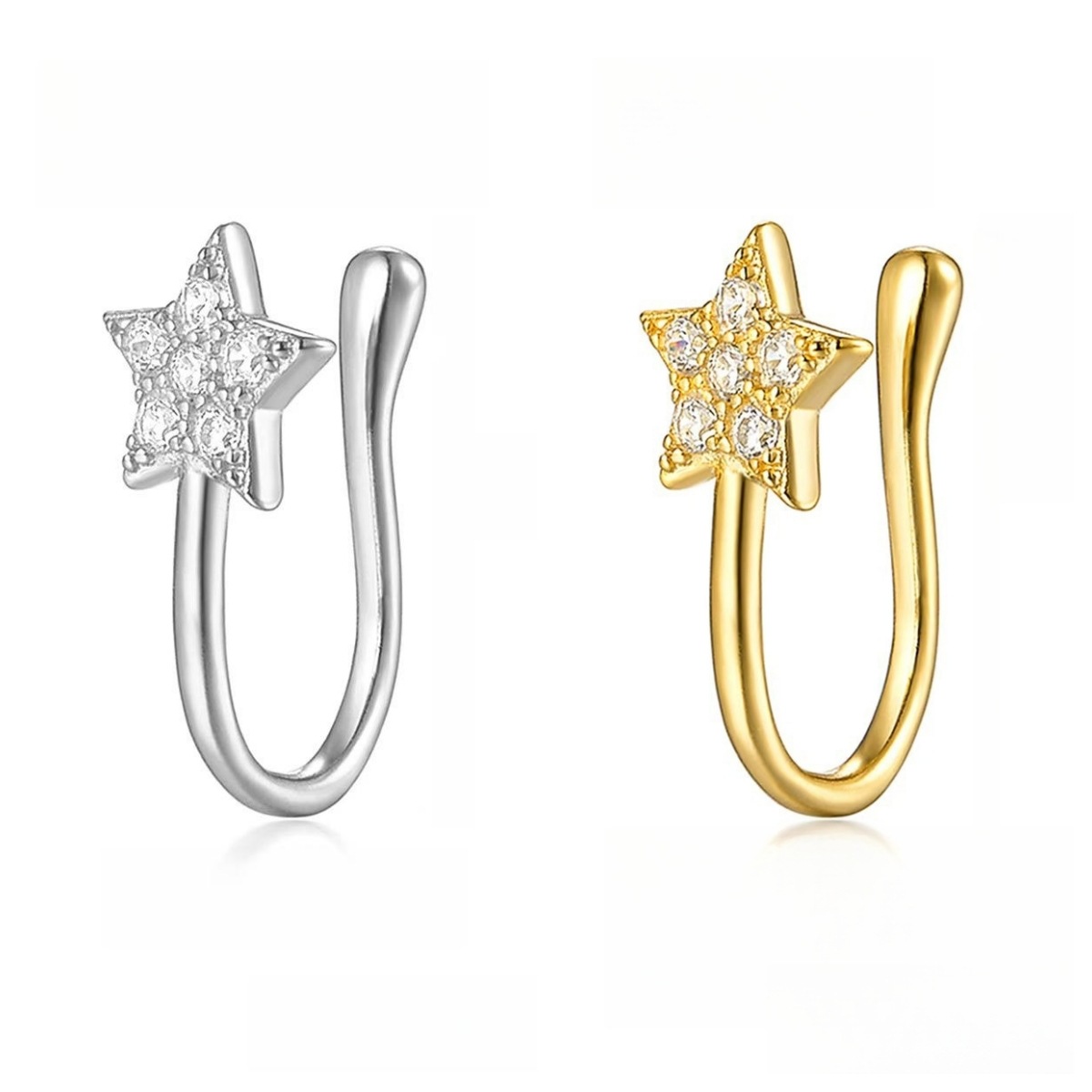 Flower Copper Micro-Set Diamond U-Shape Fake Nose Ring Clip Non-Pierced Fashionable Nose Jewelry detail image 9