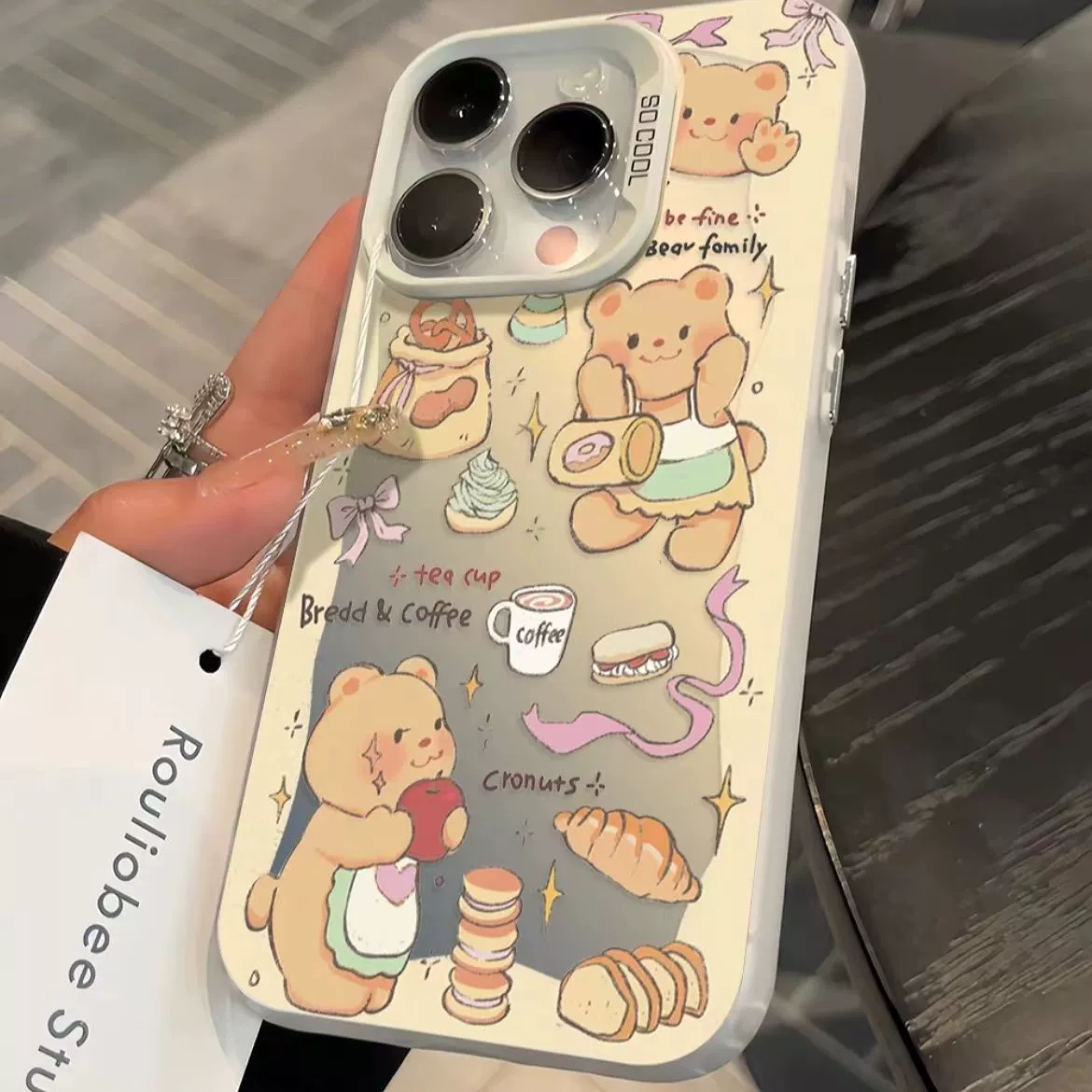 Милый маленький сумочный чехол для совместимого телефона Apple, Phone Case Pro с маленькими мишками, 16 Pro Max, защита от падений