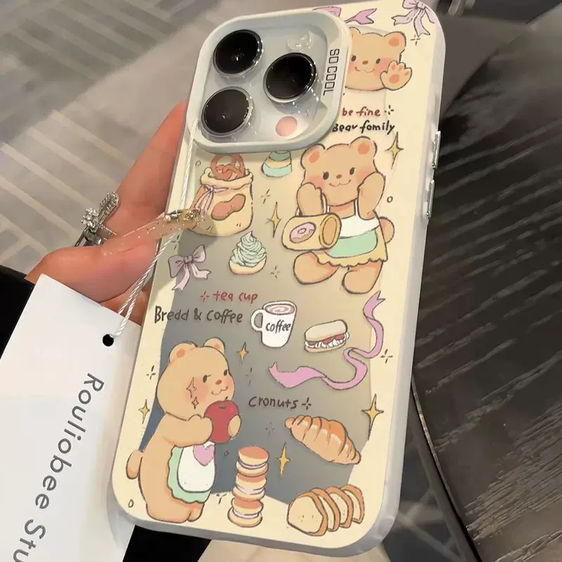 Милый маленький сумочный чехол для совместимого телефона Apple, Phone Case Pro с маленькими мишками, 16 Pro Max, защита от падений