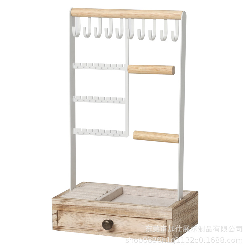 跨境項鏈手鏈飾品單層木盒首飾架手串珠寶陳列收納實木首飾展示架