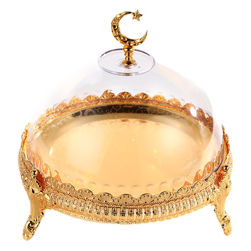 European-style Fashion Light Luxury Acrylic Cover Distry Plate High-end Restaurant Desktop Display Plate Western-style Heat Preservation Pastry Plate