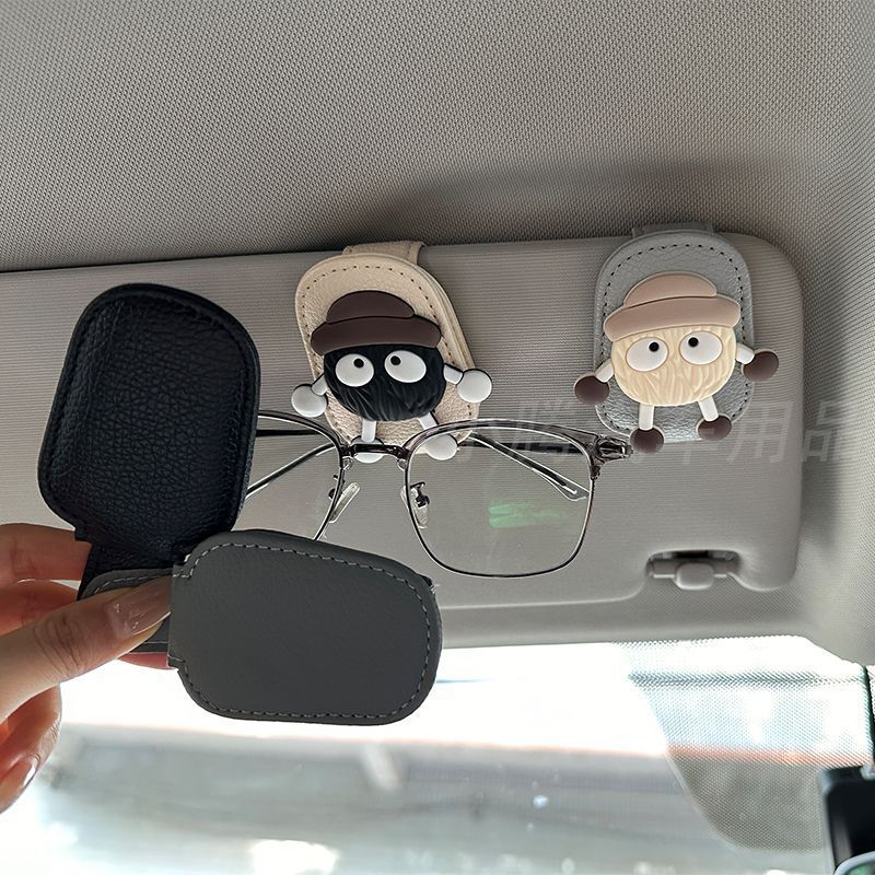 Car Glasses Clip, Car Glasses Holder, Cute Briquette Car Sun Visor Storage Box, Sunglasses Clip, Multi-Function Card Holder