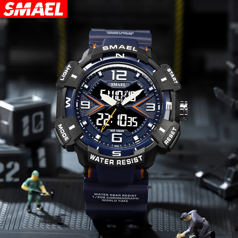 Smael nuevo reloj electrónico para hombres multifuncional al aire libre impermeable luminoso alarma reloj electrónico 8076