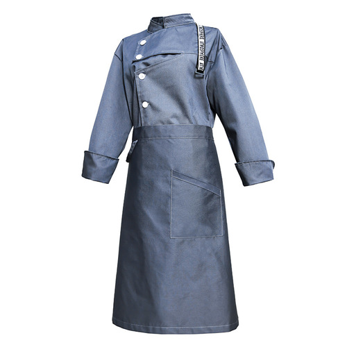 Chef's uniform long-sleeved men's and women's chef work clothes three-quarter sleeve suit catering hotel kitchen kitchen tooling customization