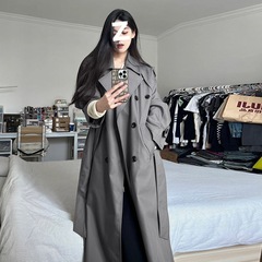 灰色风衣外套女中长款2025新款早春秋韩系小个子感英伦风大衣百搭