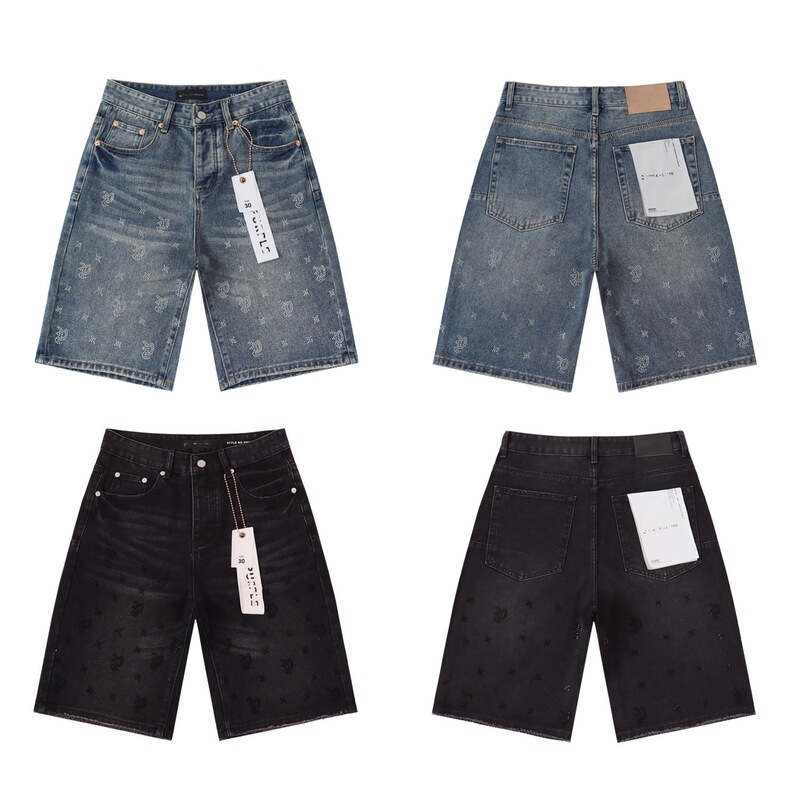 Trendy Brand Denim Shorts Pu2026 New Style Washed Pattern Rhinestone Heavy-Duty Men's Fashion Loose Casual Jeans Trendy Brand Denim Shorts Pu2026 New Style Washed Pattern Rhinestone Heavy-Duty Men's Fashion Loose Casual Jeans