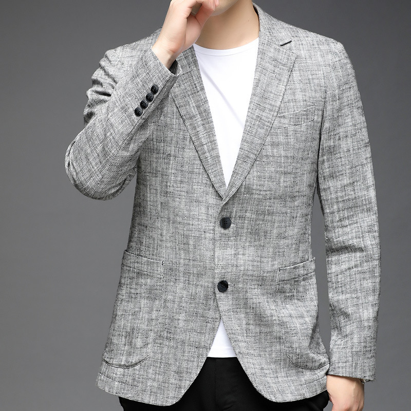Men's Suit 2026 Spring and Autumn Casual Middle-Aged and Young Men's Jacket Linen Two-Button Slim Fit Cardigan Thin Blazer