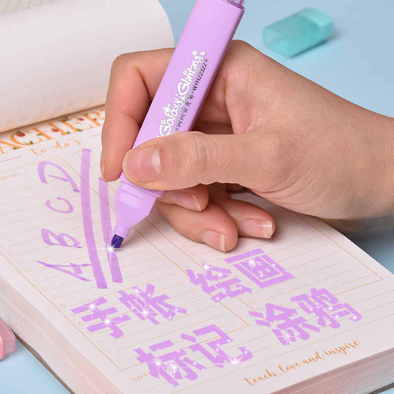 Galaxy Shining 6 colores tinta alemana importada resaltador de cuentas de mano de estudiante trazo clave pintura marcador de graffiti