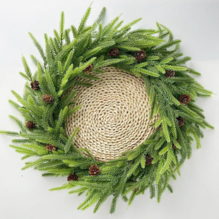 New Amazon Christmas decoration wreath simulation feel soft glue pine cypress red fruit Norfolk pine needle wreath