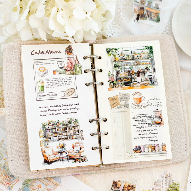 Twilight y troquelado de papel cinta de paisajismo de bucle largo fragmentada literatura diaria cuentas de mano pintadas a mano pegatinas decorativas de bricolaje