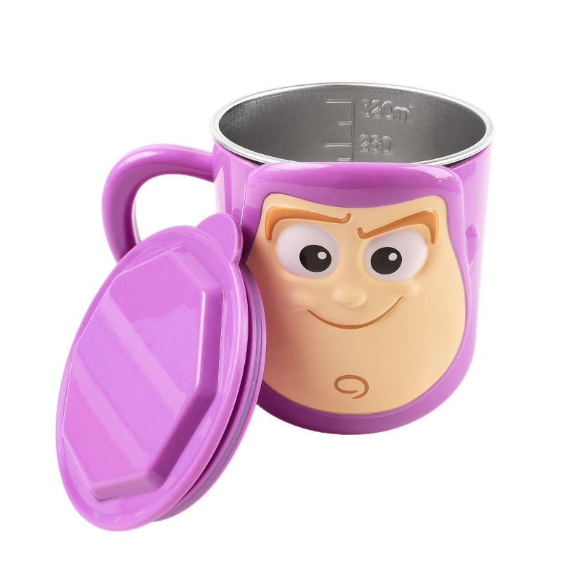 Disney serie 3D tazas estereoscópicas para niños 304 tazas de acero inoxidable tazas de agua princesa tazas de desayuno McQueen anti-caída