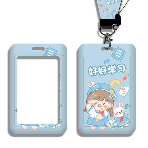 Student campus card holder with lanyard and hanging neck ID holder work permit meal card bus subway access card name tag wholesale