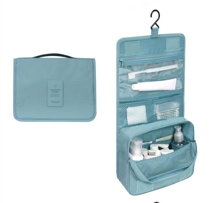 Nueva bolsa de cosméticos de viaje floral bolsa de lavado gancho colgando bolsa de almacenamiento de gran capacidad plegable bolsa de organización portátil