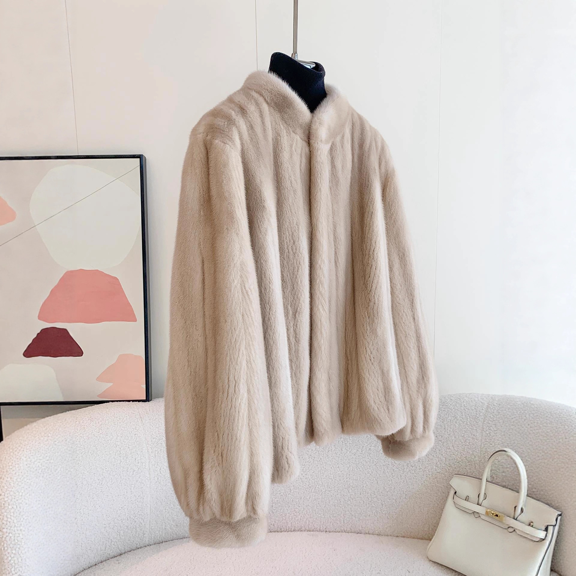 翻领皮草抽刀貂皮皮大衣裘皮天鹅绒女025进口貂皮大衣水貂天鹅短