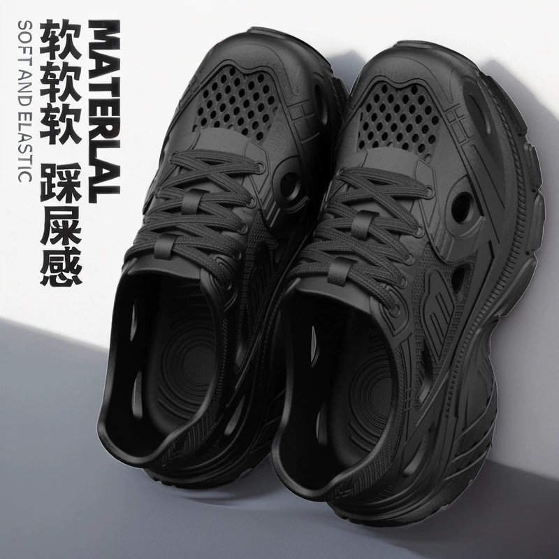 Туфли «крокодил» на толстой подошве. Женская летняя верхняя одежда. Нескользящая спортивная обувь на платформе на толстой подошве. Baotou. Дышащие, не вонючие повседневные сандалии.