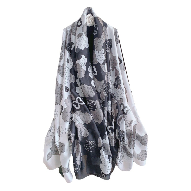 Chanel estilo Camellia moda bufanda de las mujeres de estilo coreano elegante principios de primavera ropa exterior caliente chal protector solar Toalla de playa