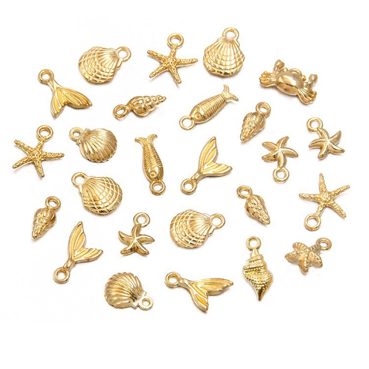 Ювелирные подвески из сплава huan, 10 шт. KC gold, морская тематика: морская звезда, ракушка, рыба