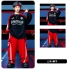 Black long-sleeve, red nurse uniform, trousers