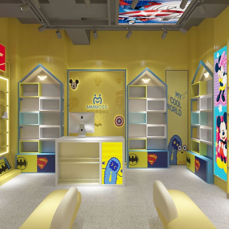 福建省全体のカスタマイズされた子供靴展示ホールディスプレイキャビネット漫画ディスプレイキャビネットライトボックスガラス特殊形状デザインストア|undefined