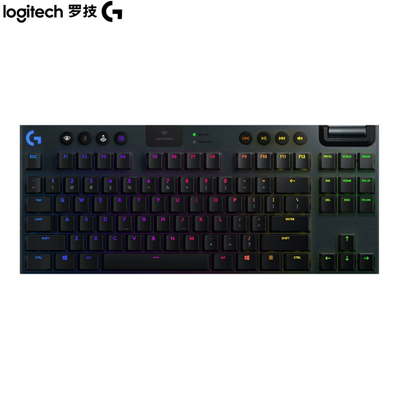 Логитек (G) G913 TKL механическая беспроводная Bluetooth клавиатура с двойной моделью RGB подсветкой, маленький размер без цифровой клавиатуры