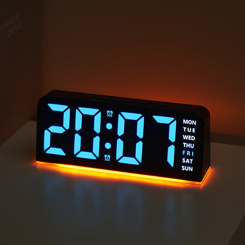 新しいLEDの大きな字のデジタル時計の雰囲気の明かりの日付は台の時計の多機能のデジタルの目覚まし時計をむさぼり寝ます。|undefined
