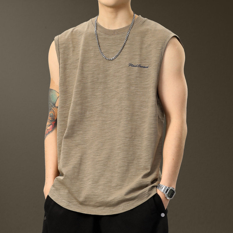 Summer Bamboo Cotton Sleeveless Fitness T-Shirt Vest for Men, Loose Trendy Plus-Size Tank Top, Men's Basketball Sports Short Sleeve Summer Bamboo Cotton Sleeveless Fitness T-Shirt Vest for Men, Loose Trendy Plus-Size Tank Top, Men's Basketball Sports Short Sleeve