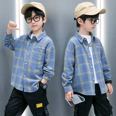Children's Shirt Spring and Autumn New Middle and Large Size Casual Cool Striped Shirt for Boys Fashion Long Sleeve Shirt Top Trendy