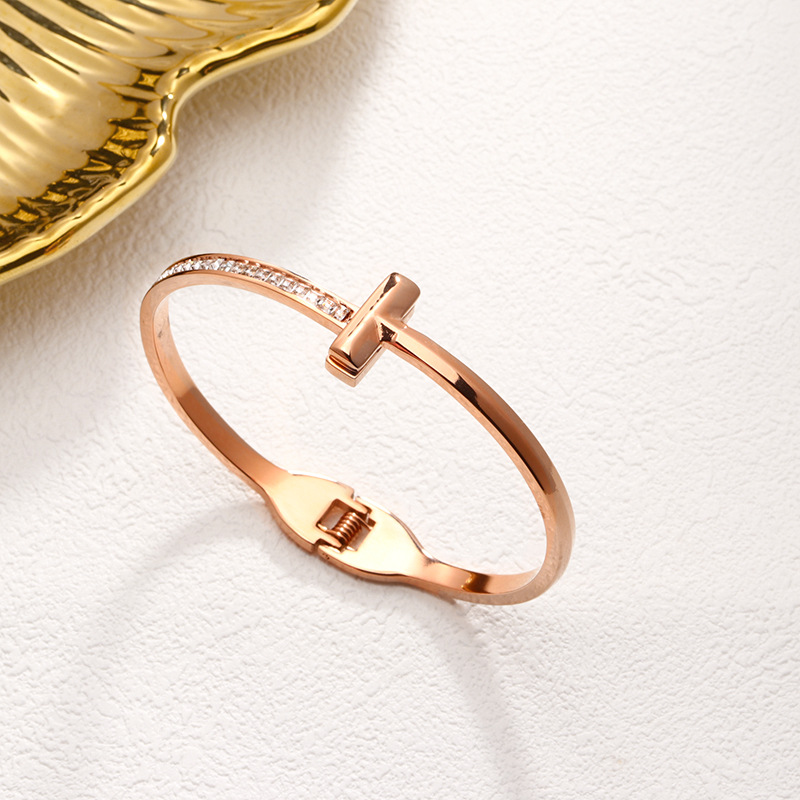 07T 워드 팔찌 로즈 골드