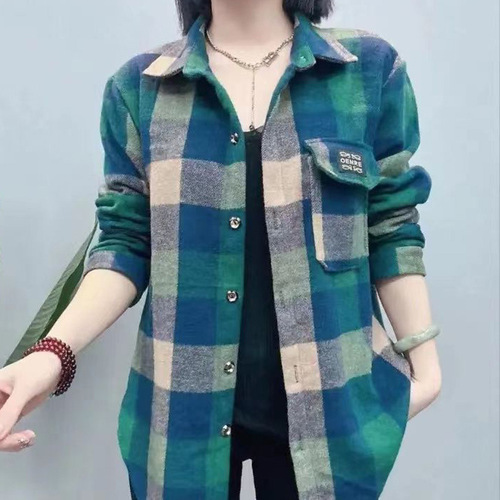 Special sale mom's plaid women's shirt, long-sleeved shirt, mid-spring and autumn new style, hot shirt, thin coat, women