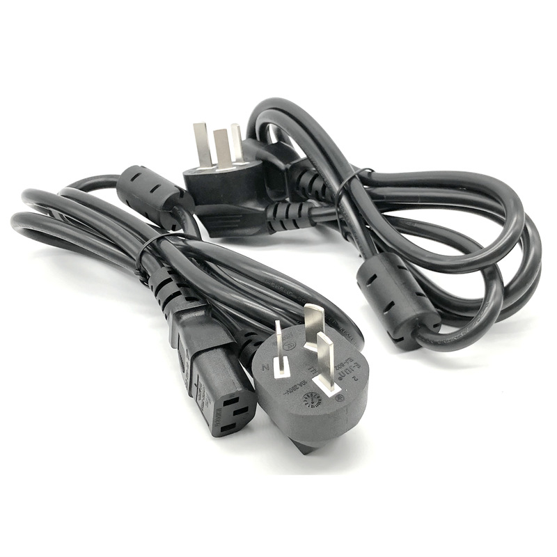 国标三插双磁环品字尾 中规插头加磁环抗干扰带屏蔽医疗AC电源线