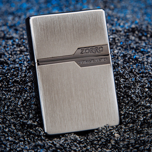 Zorro new lighter logo brass light plate gold brushed brass windproof kerosene lighter narrow machine manufacturer wholesale